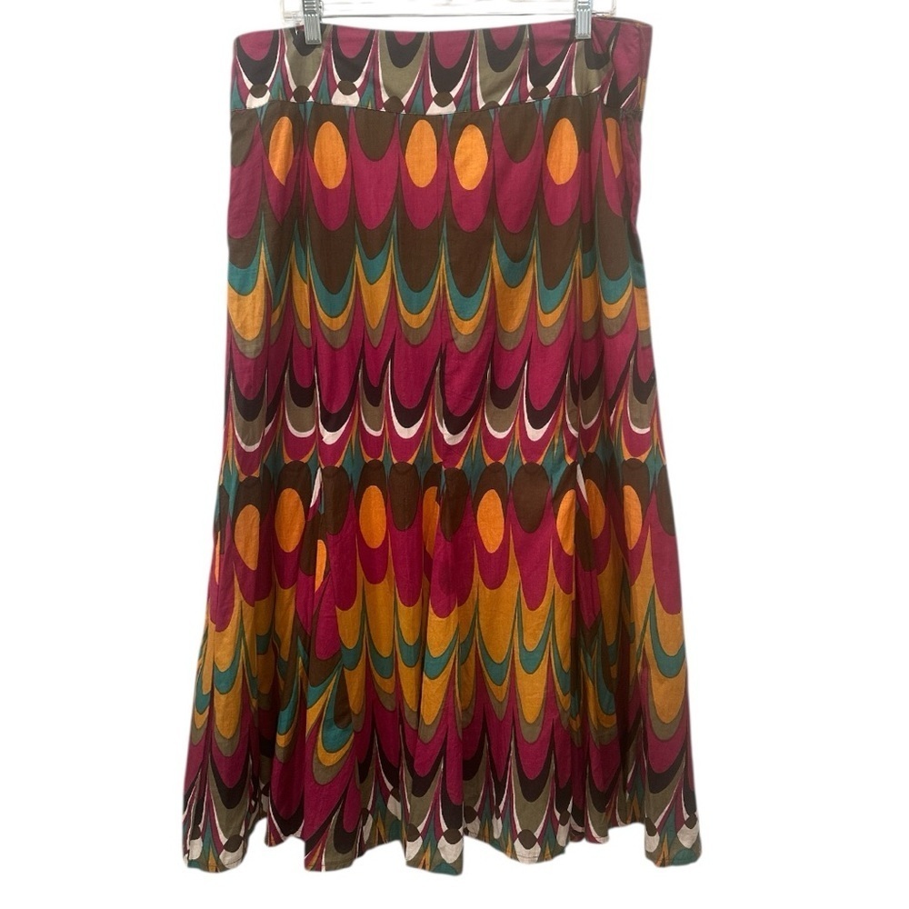 Women’s Vibrant Multicolor A-Line Skirt Artsy Fall Art to Wear Festival Sz 14